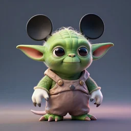 yoda mickey mouse, cute 3 d render, studio light, octane, behance, flickr
