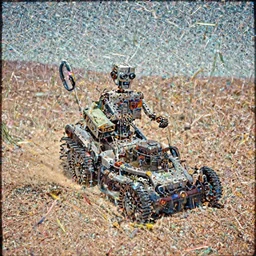 35mm film still, robot lawnmower on mars
