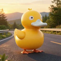 gizmoduck on the blue ridge parkway, golden hour, high quality digital art, trending on artstation, 8 k