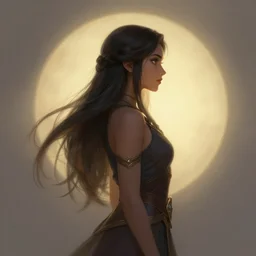 side profile centered painted portrait, Maya Ali as a Arcane wind mage, D&D, matte painting concept art, beautifully backlit, official fanart, 4k, HDR, Trending on artstation, Behance, Art Nouveau, chromatic colours, by Jesper Ejsing and RHADS and Makoto Shinkai and Lois van baarle and ilya kuvshinov and rossdraws and Cushart Krentz and Gilleard James