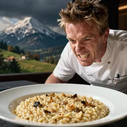gordon ramsey attempts to contain his unending rage when his risotto comes out dry