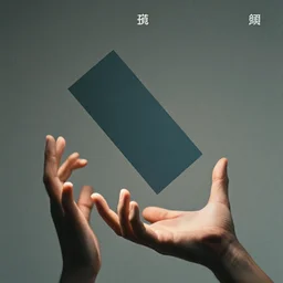 album cover of hands with floating angled rectangle by akihiko yoshida