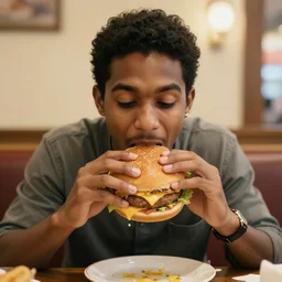 Ghirahim eating a hamburger