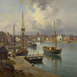 landscape portrait of a victorian port, detailed, conematic lighting, digital painting by craig mullins