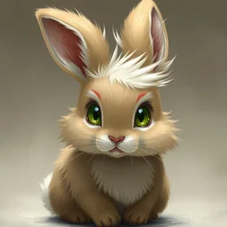 little anthropomorphic bunny, green eyes, light brown fur, light hair, wlop, bloodborn