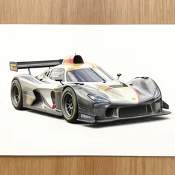 Colored pencil art on paper, Race Car, artstation, MasterPiece, Award-Winning, Caran d'Ache Luminance