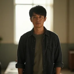 Medium shot of a typical character in the style of backlit