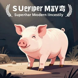 a superpig modern flat design style illustration with line elements