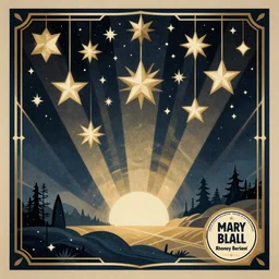 an art deco painting of stars hanging from a ceiling, vector art by Mary Blair, behance contest winner, space art, concert poster