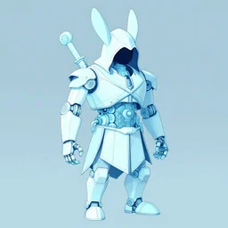artstation, in the style of assassin's creed, concept art, digital art, light blue, 2 - dimensional, 2 d, a rabbit robot