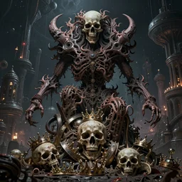 an evolution of evil, abstract, decay, giger textures, h. r. giger infinitely complex detail, first there must be death, by antoine wiertz and noah bradley, ascension, pile of crowns, interstellar civilisation, the underground night life of occult city is booming, visually stunning, cinematic, highly detailed, blender 3 d, trending on cgsociety, 3 d render, rendered in octane