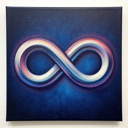 “a futuristic infinity logo, oil dotwork on canvas by James Jean”