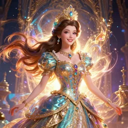 portrait of princess, beautiful, attractive, glowing, ornate and intricate, jaw dropping, dynamic lighting, colorful, fairy tale, intricate and detailed, 4 k octane render, smiling