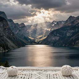 lakeside mountains, knitting pattern