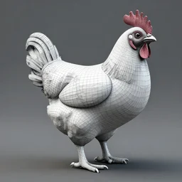 4 th dimensional chicken render, wireframe, unreal engine