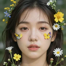 wild flowers human face dreaming