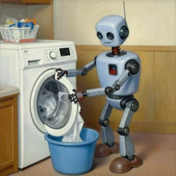detailed painting of a robot doing laundry, by Andrew Wyeth