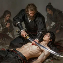 mitch mcconnel being cut open by a katana, committing seppeku, fantasy, intricate, elegant, highly detailed, digital painting, artstation, concept art, matte, sharp focus, illustration, art by aenaluck and roberto ferri and greg rutkowski, epic fantasy, digital painting