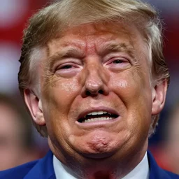 photo still of a trump supporter crying, soaked in tears, mascara running down, bloodshot eyes, street photography, maga hat, canon 7 0 - 2 0 0 mm lens f 2. 8