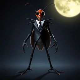 cockroach character securityguard : : black suit : : head torso legs feet : : lorax movie : : nightmare before christmas : : artstation, symmetrical
