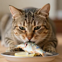 cat jesus eating fish