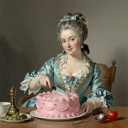 Marie Antoinette cutting a pink cake. By Carl Gustav Carus, John Atkinson Grimshaw.