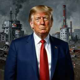 donald trump at chernobyl, nuclear horror painting, highly detailed, sharp focus, matte painting, by isaac levitan and asher brown durand,