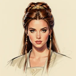 milt kahl sketch of victoria justice with done up hair and tendrils as princess padme from star wars episode 3