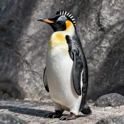 a penguin with zebra stripes