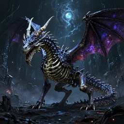 Skeleton Dragon Creepy cosmic color scheme Unreal Engine