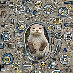 otter cat chimera, white fur, adorable, cute, award-winning digital art