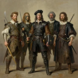 Dungeons and Dragons characters, monet, basquiat, rembrandt, matte painting