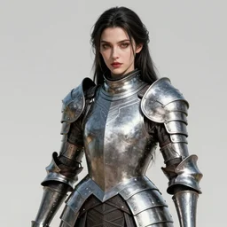 full plate armor!!! beautiful and elegant dark hair female vampire!! gorgeous ayes!! character concept art, sharp focus, octane render! unreal engine 5! highly rendered!! trending on artstation!! detailed linework!! illustration by artgerm, wlop, and chie yoshii