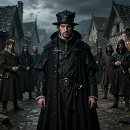 a fancy portrait of a plague doctor in a medieval village by greg rutkowski, sung choi, mitchell mohrhauser, maciej kuciara, johnson ting, maxim verehin, peter konig, bloodborne, 8 k photorealistic, cinematic lighting, hd, high details, dramatic, dark atmosphere, trending on artstation