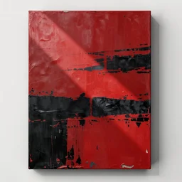 canvas coated with red paint, black stripes, weathered
