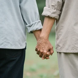 an old couple holding hands throughout their last moments on earth