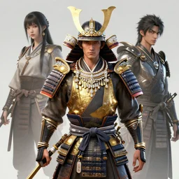 a samurai with golden ornaments and diamonds jewelry by alex gray and android jones, karol bak, ayami kojima, amano, concept art, character design, fantasy, 3 d, 8 k resolution