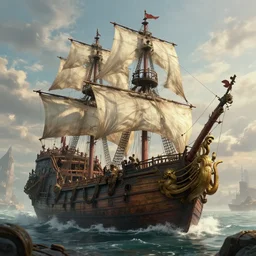 highly detailed portrait photo of a huge mûmakil-大舌頭 pirate ship in a scenic dystopian environment, hyperrealistic Illustration