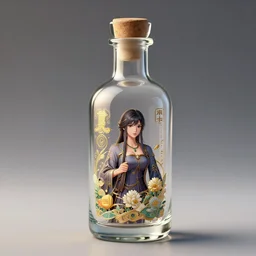 glass bottle by 司 机 and 黄 凤 年 啊, fenghua zhong, ruan jia. fine details, trending on artstation. nexon, tencent, netease, huaban, wechat, bilibili, neowiz, kakao games