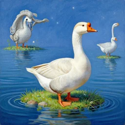 beautiful painting of a goose on a island in the middle of the sea, beautiful artwork, intricate artwork by tooth wu, greg rutkowksi and beksinski, 4 k