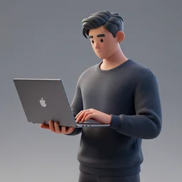 a man with a laptop as body, octane render, unreal engine, ultradetailed, stylized as a 3 dimensional render