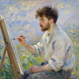 attractive male, painting by claude monet