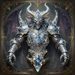 a detailed bust knight in crystal, demonic, demon, symmetry, symmetrical, by greg rutkowski and justin gerard, digital art, monstrous, art nouveau, baroque style, realistic painting, very detailed, fantasy, dnd, character design, top down lighting, trending on artstation