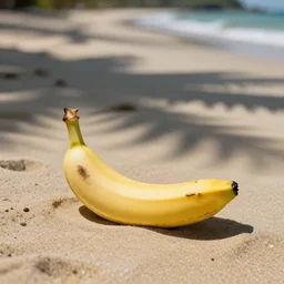 banana sunbathing on the beach, matte painting