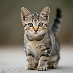a medium shot photograph of a cute tabby kitten, 4 k, ultra hd