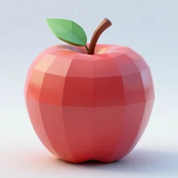 apple as a low - poly 3 d model, 3 d render, closeup