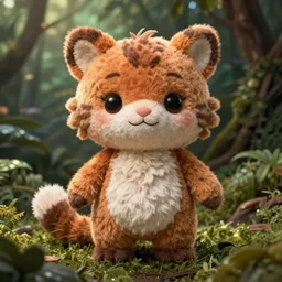 cute fumo plush of an animal girl who comes from the jungle