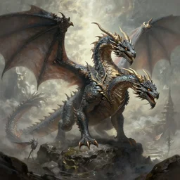 Elemental dragons at the creation of the world, highly detailed digital painting