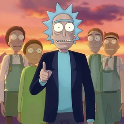 a joe biden as rick from rick and morty, in studio ghibli, pixar and disney animation character design, sharp, rendered in unreal engine 5, anime key art by glen keane, ross tran, bloom, dramatic lighting, sunrise
