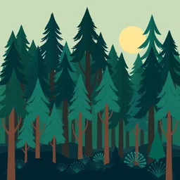 a forest made from only basic shapes